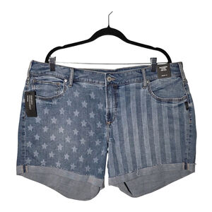 Silver Jeans Co Boyfriend Denim Shorts Mid Rise Star Stripe Print Size 20W